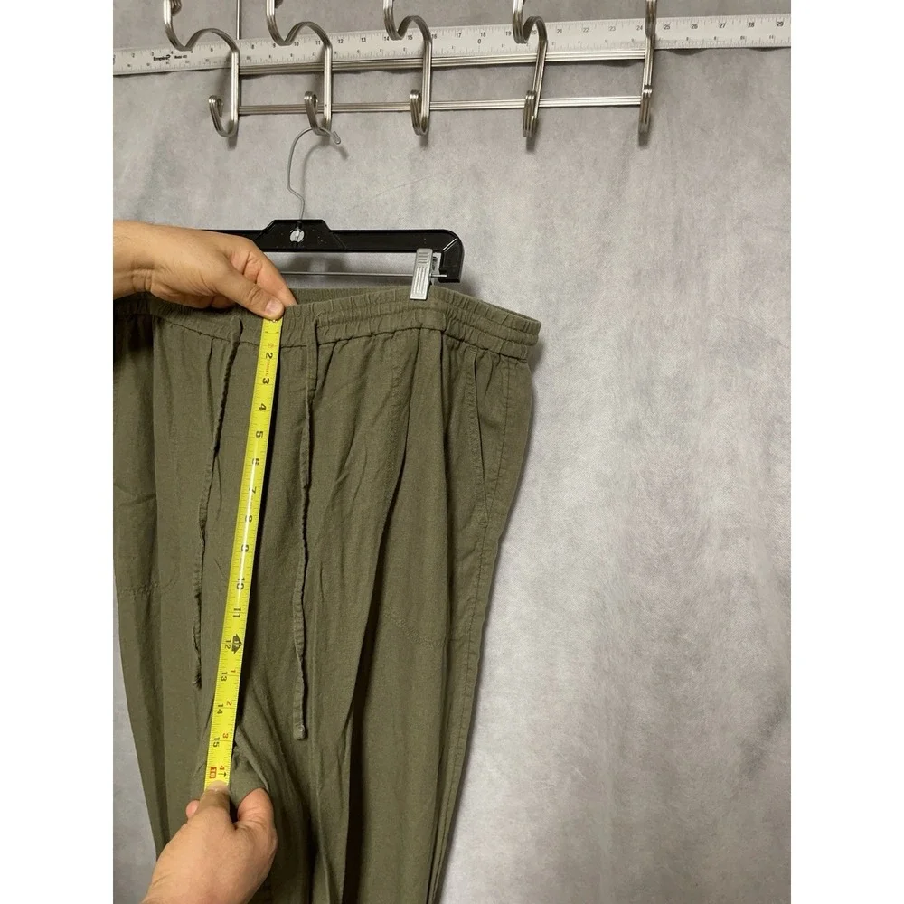 Banana Republic Pants Women 2XL Baggy Linen Blend Straight High Rise Drawstrings